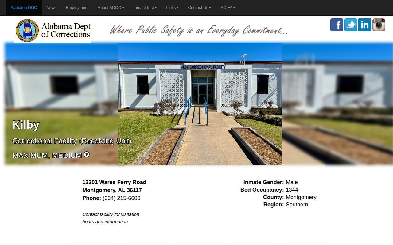 Kilby Correctional Facility ADOC release record source