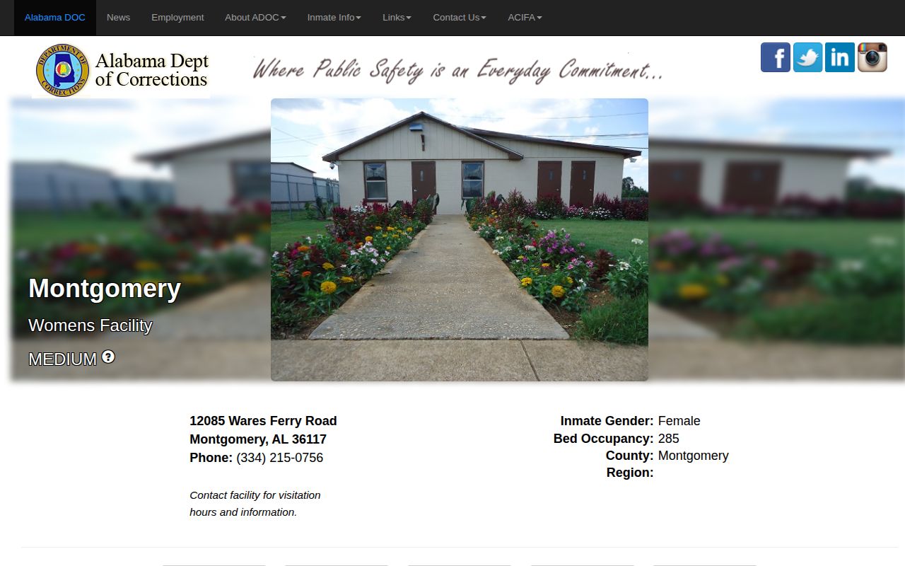 Montgomery Women's Community Based Facility release lookup source