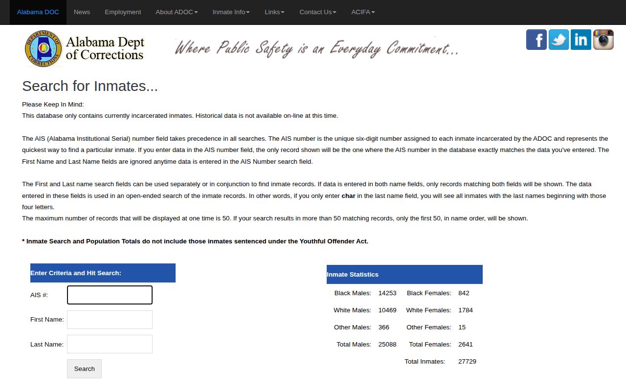 Montgomery County release date lookup ADOC inmate search